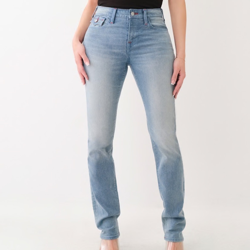 True Religion Mid Rise Straight Jean Women Size 34